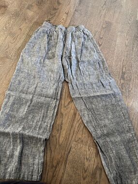 Women’s Relaxed Linen-Blend Pants – Gray
